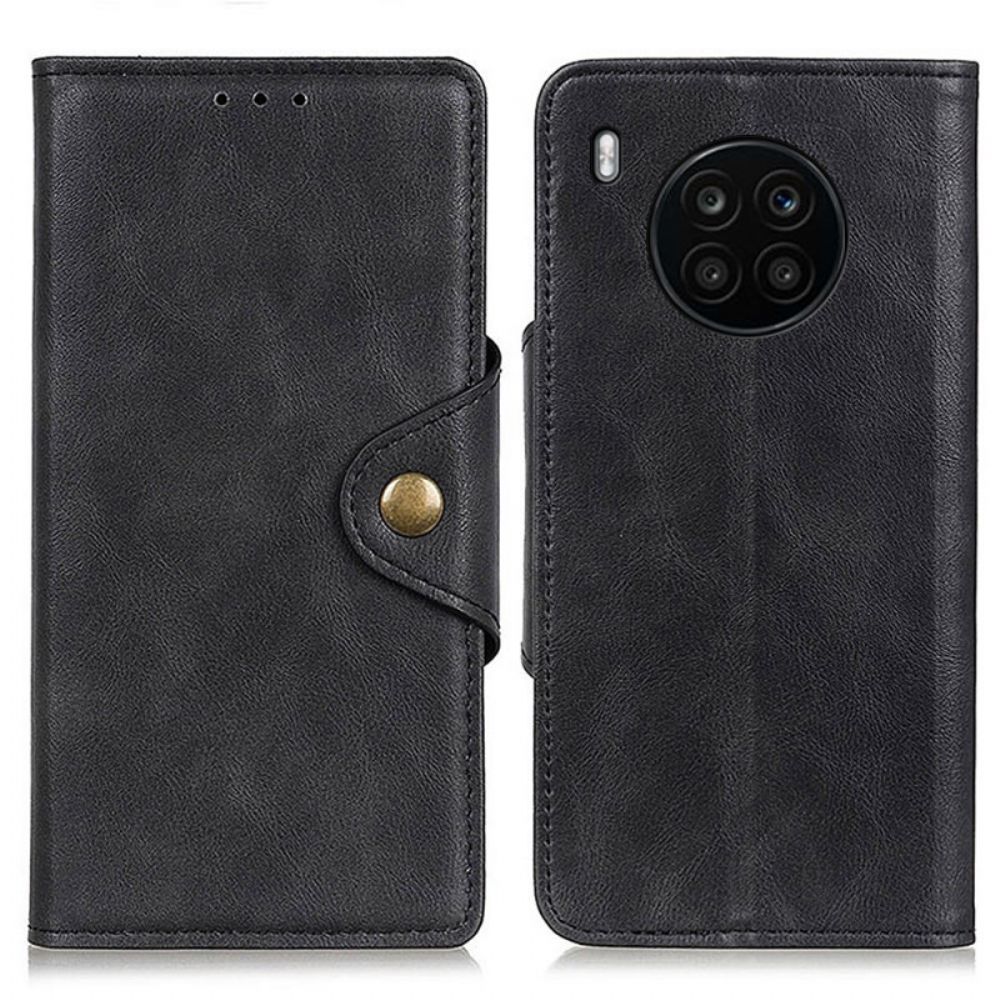 Lederhüllen Für Huawei Nova 8i / Honor 50 Lite Vintage Kunstleder Und Knopf