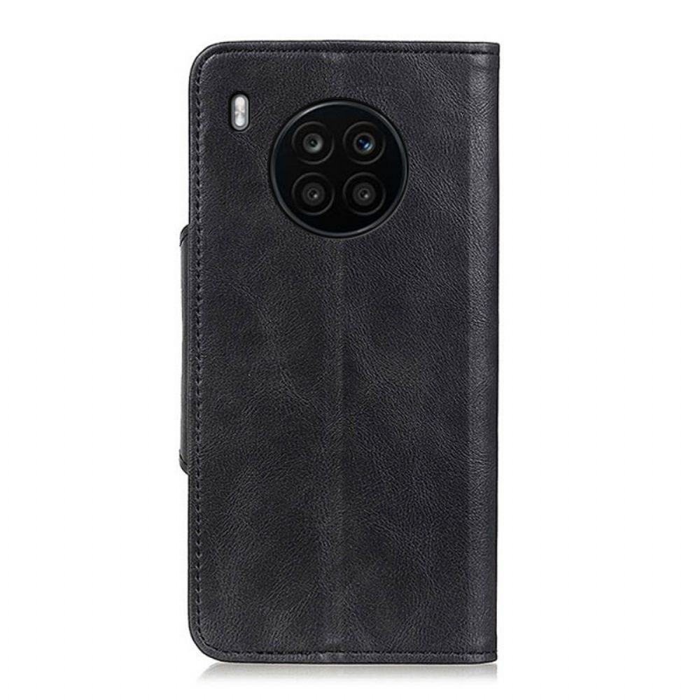 Lederhüllen Für Huawei Nova 8i / Honor 50 Lite Vintage Kunstleder Und Knopf
