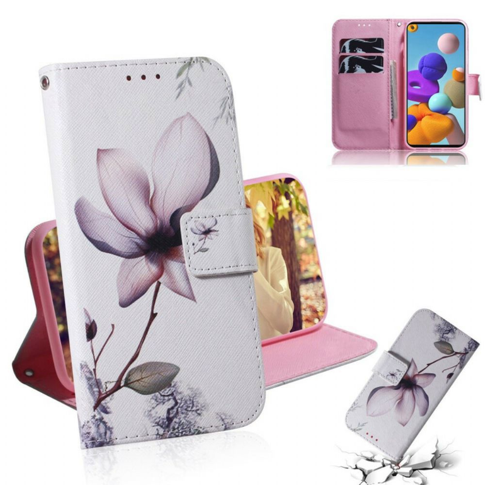 Flip Case Für Samsung Galaxy A21s Alte Rosenblüte