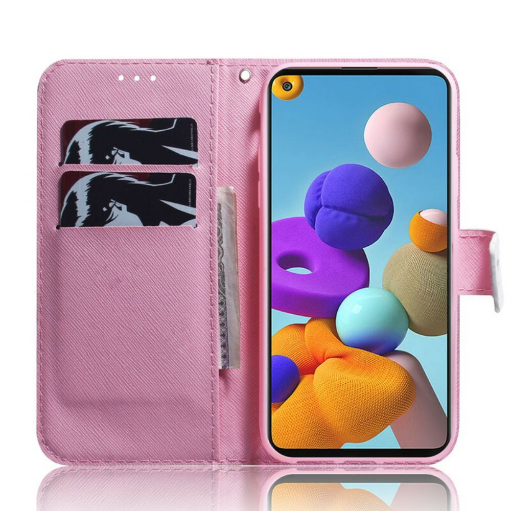 Flip Case Für Samsung Galaxy A21s Alte Rosenblüte