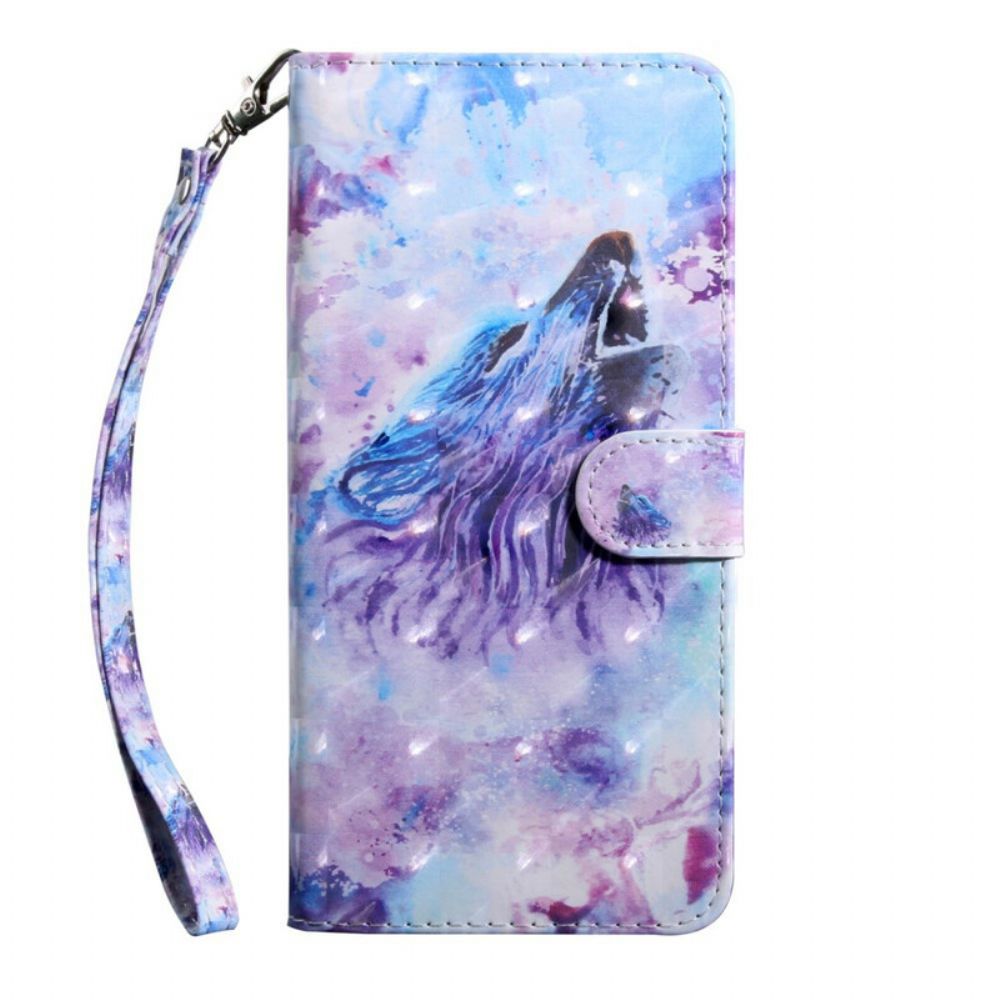 Flip Case Für Samsung Galaxy A21s Aquarell Wolf