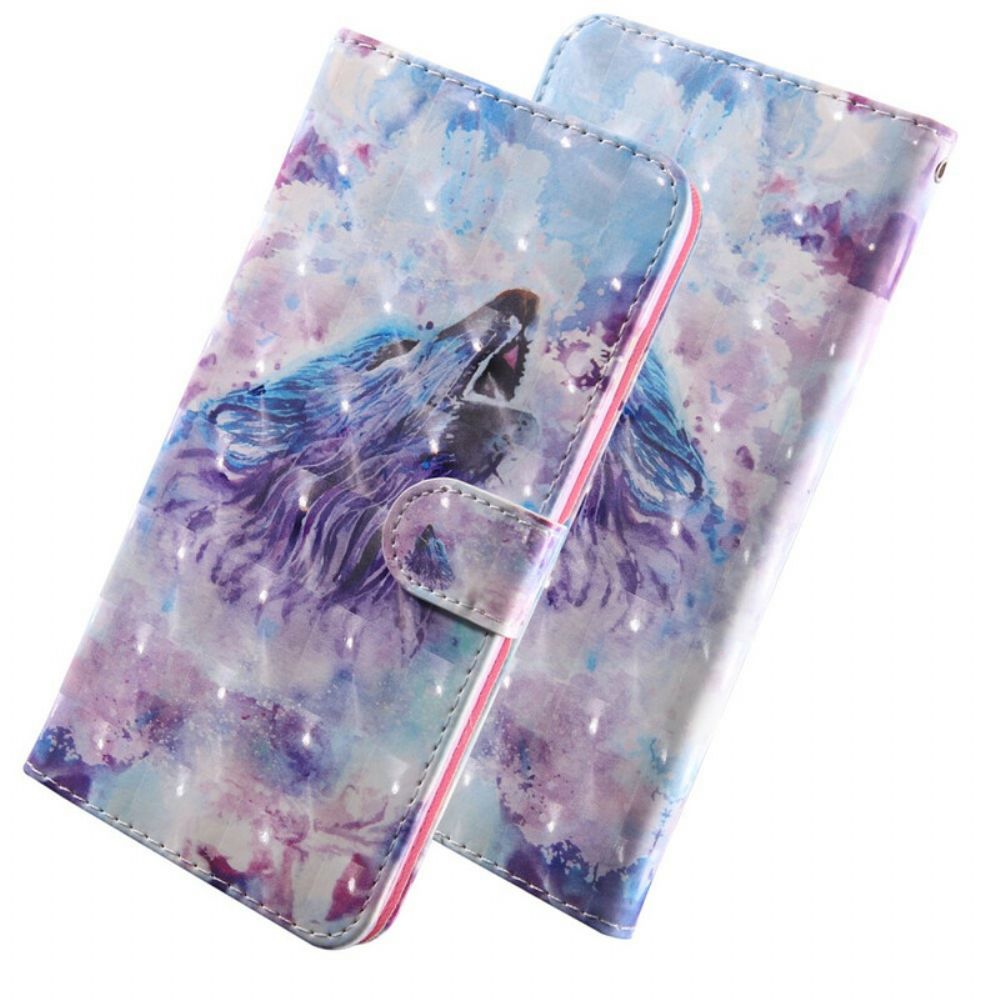 Flip Case Für Samsung Galaxy A21s Aquarell Wolf