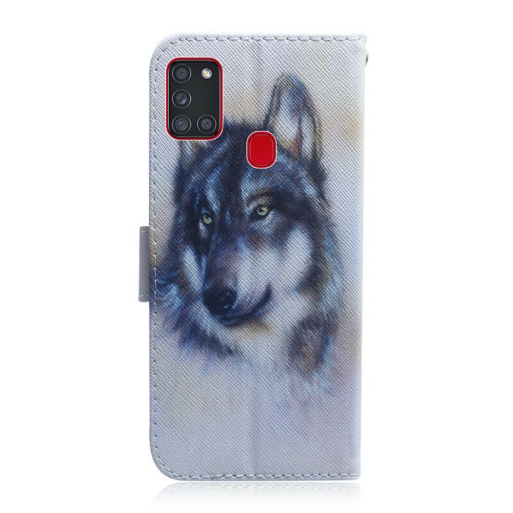 Flip Case Für Samsung Galaxy A21s Hundeblick