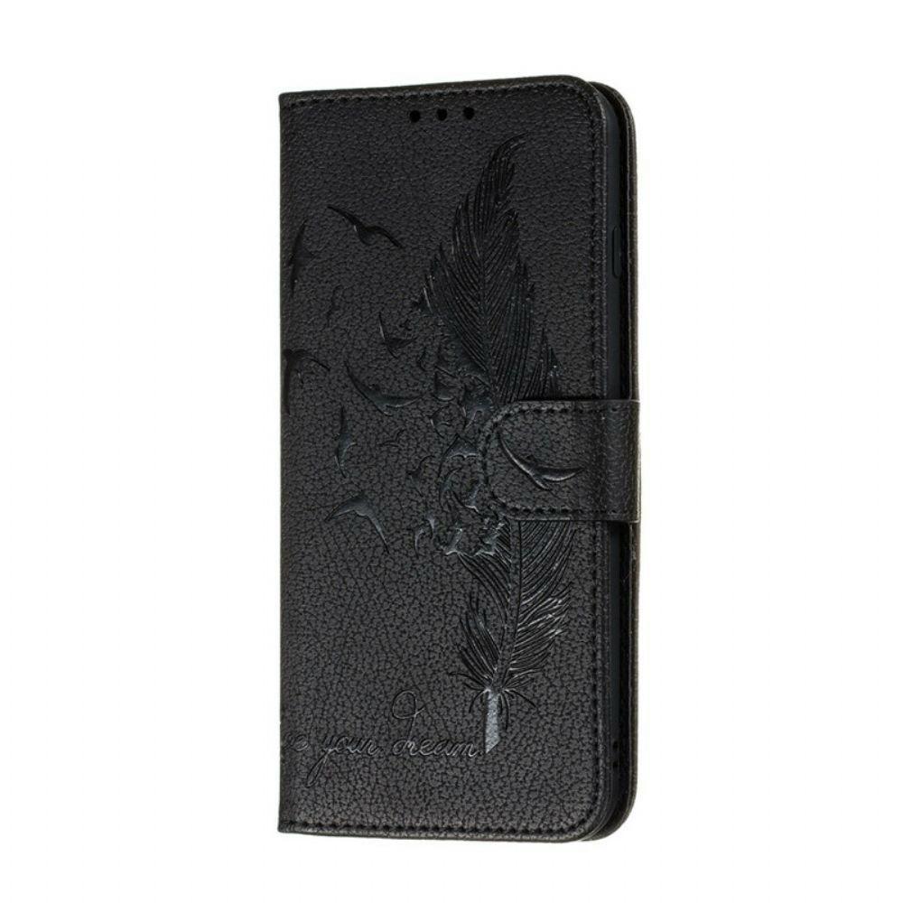 Flip Case Für Samsung Galaxy A21s Kunstleder Lebe Deinen Traum