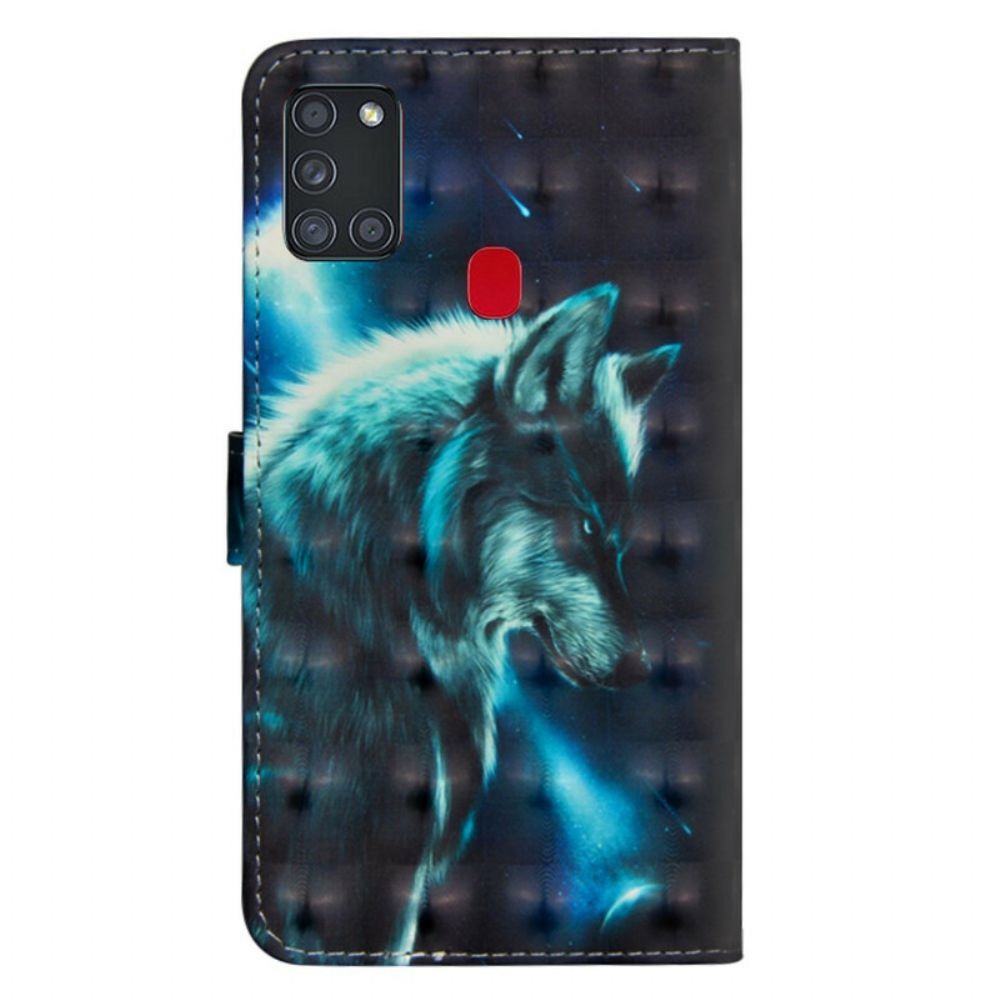 Flip Case Für Samsung Galaxy A21s Majestätischer Wolf