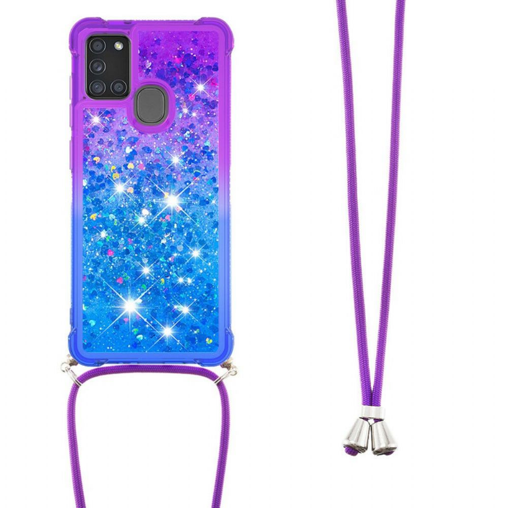Handyhülle Für Samsung Galaxy A21s Silikon Glitter Und Kordel