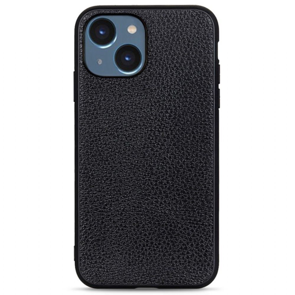 Handyhülle Für iPhone 14 Plus Echtes Litschi-leder