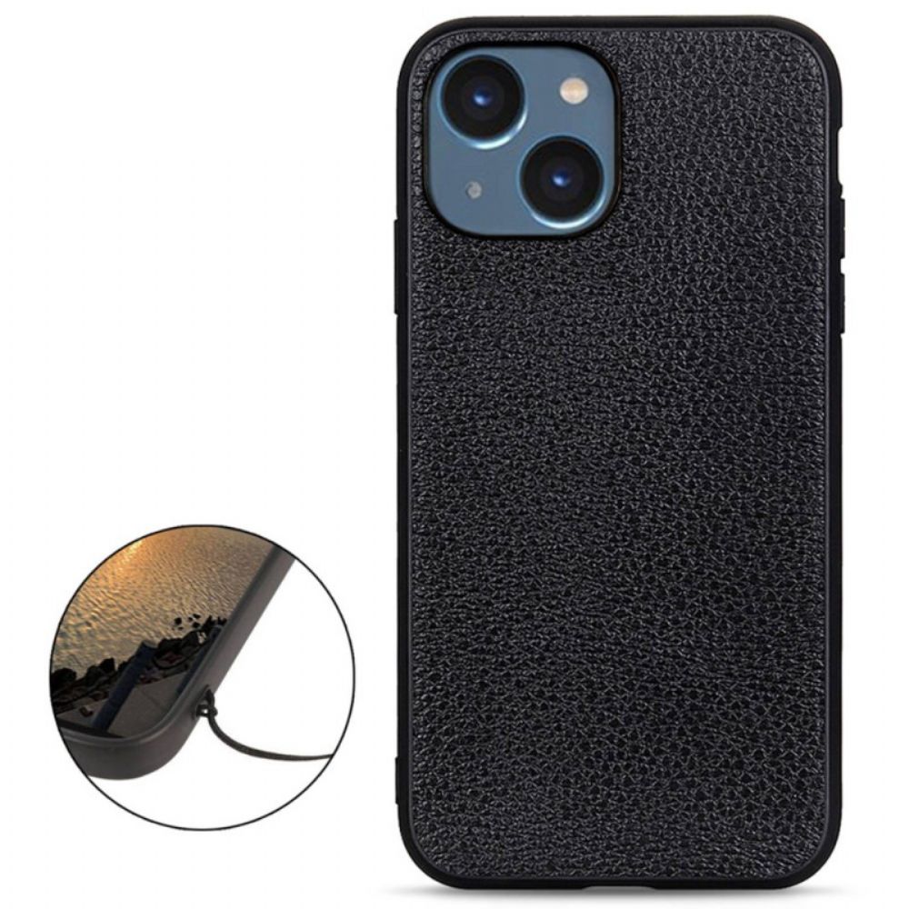 Handyhülle Für iPhone 14 Plus Echtes Litschi-leder