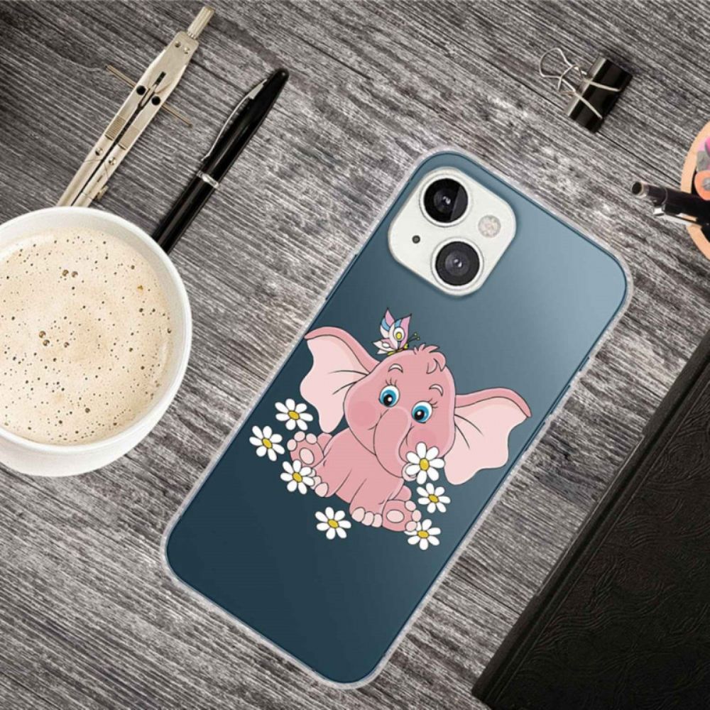 Hülle Für iPhone 14 Plus Rosa Elefant Transparent