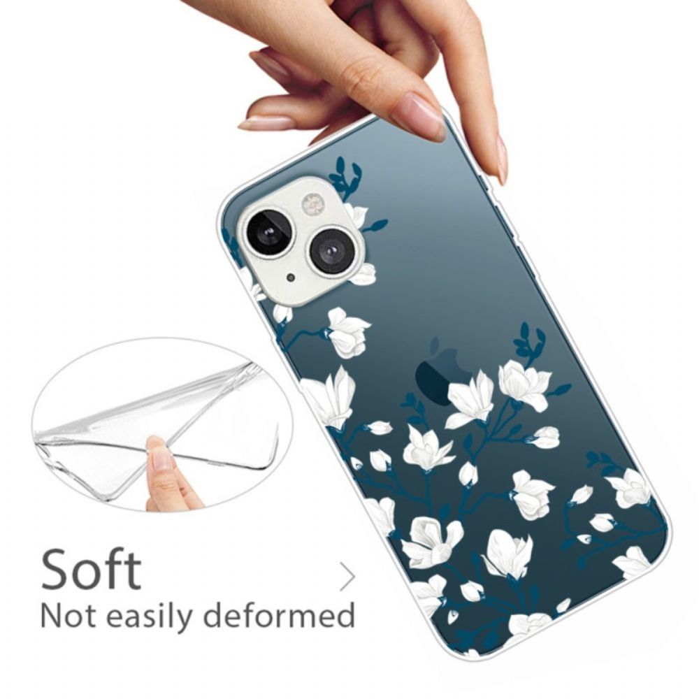 Hülle Für iPhone 14 Plus Weiße Blumen
