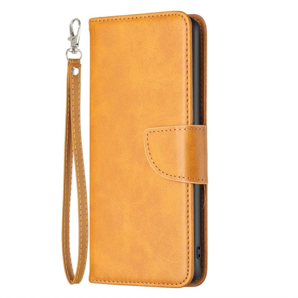Lederhüllen Für iPhone 14 Plus Flip Case Glatte Schräge Klappe