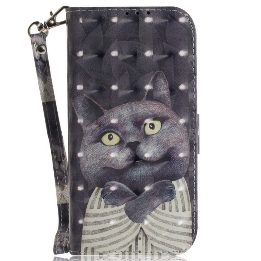 Lederhüllen Für Xiaomi 12 / 12X Mit Kordel Tanga Mit Grafischer Katze