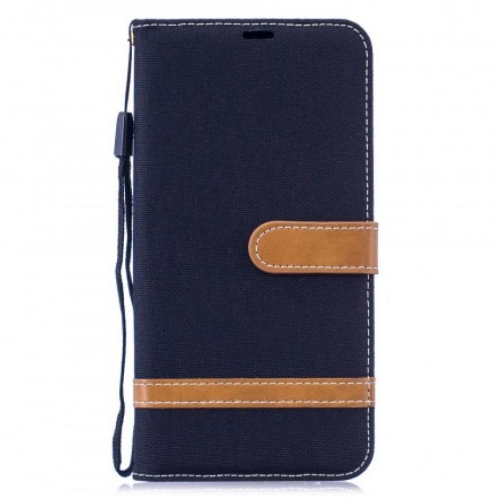 Flip Case Für Huawei Y7 2024 Mit Kordel Armband In Stoff- Und Lederoptik