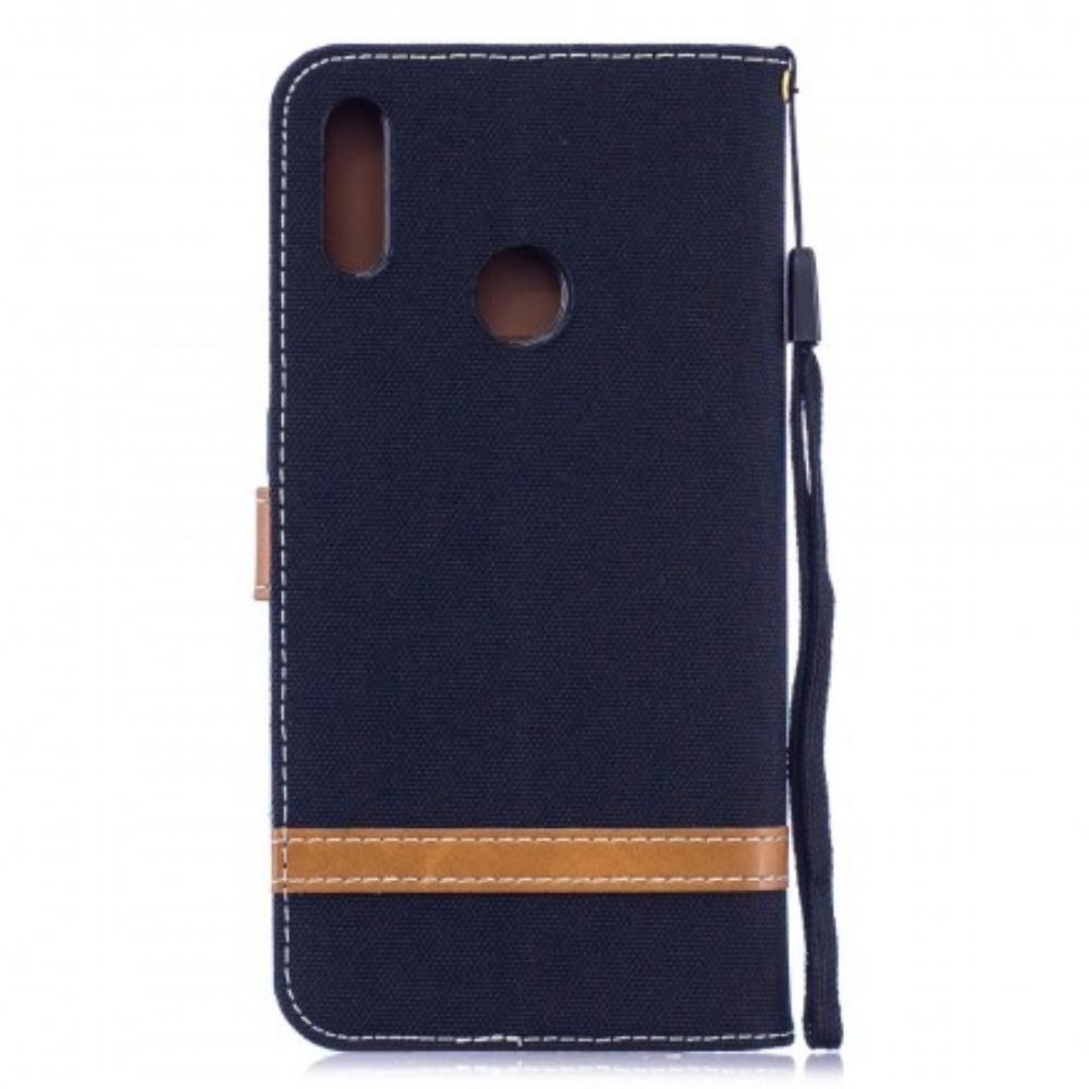 Flip Case Für Huawei Y7 2024 Mit Kordel Armband In Stoff- Und Lederoptik