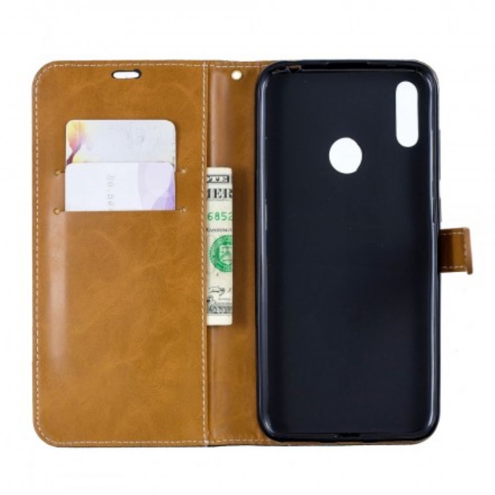Flip Case Für Huawei Y7 2024 Mit Kordel Armband In Stoff- Und Lederoptik