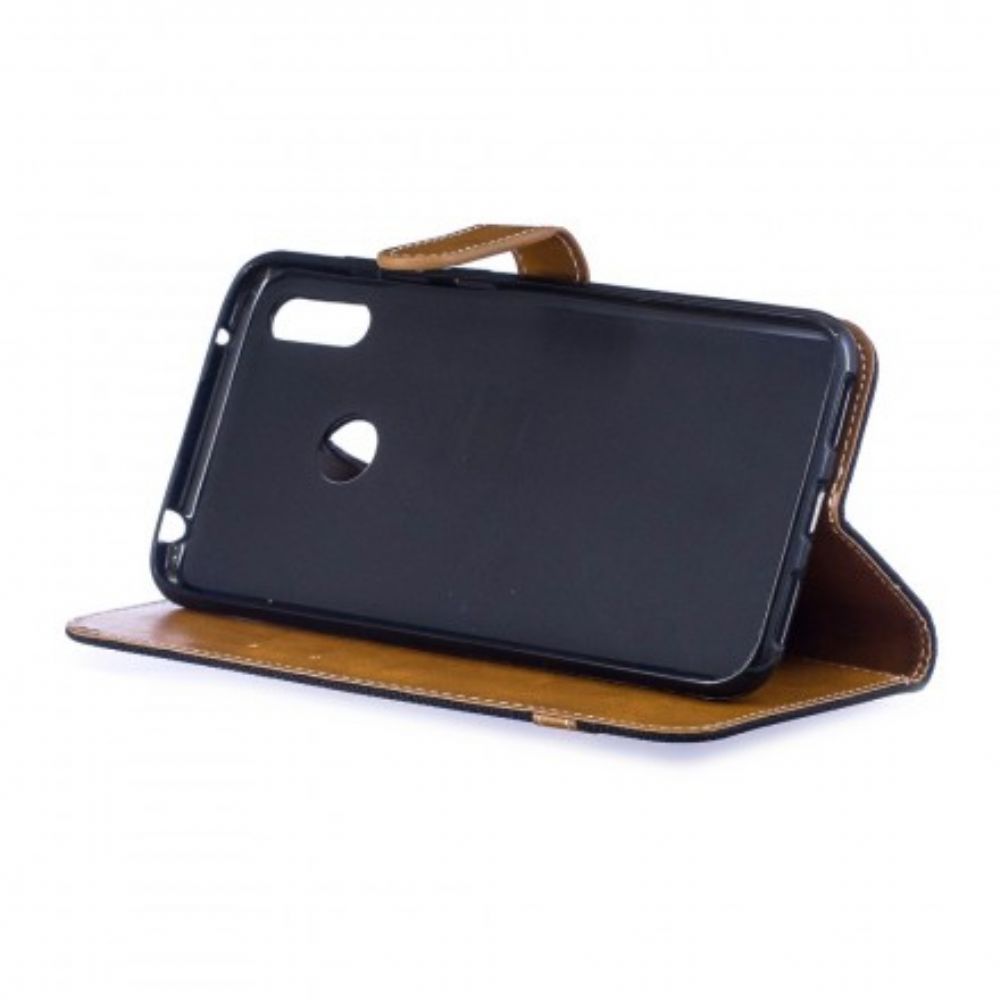 Flip Case Für Huawei Y7 2024 Mit Kordel Armband In Stoff- Und Lederoptik