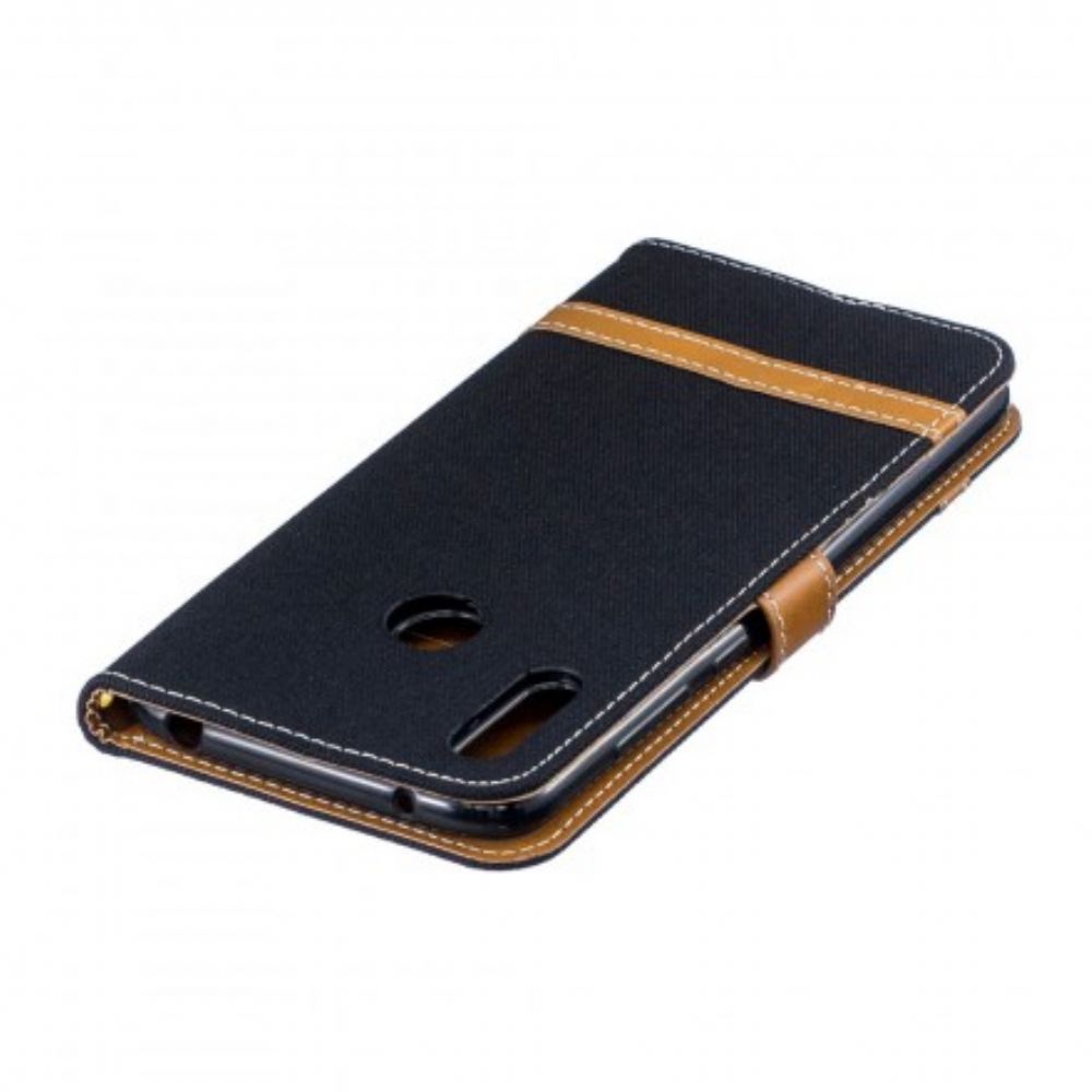 Flip Case Für Huawei Y7 2024 Mit Kordel Armband In Stoff- Und Lederoptik