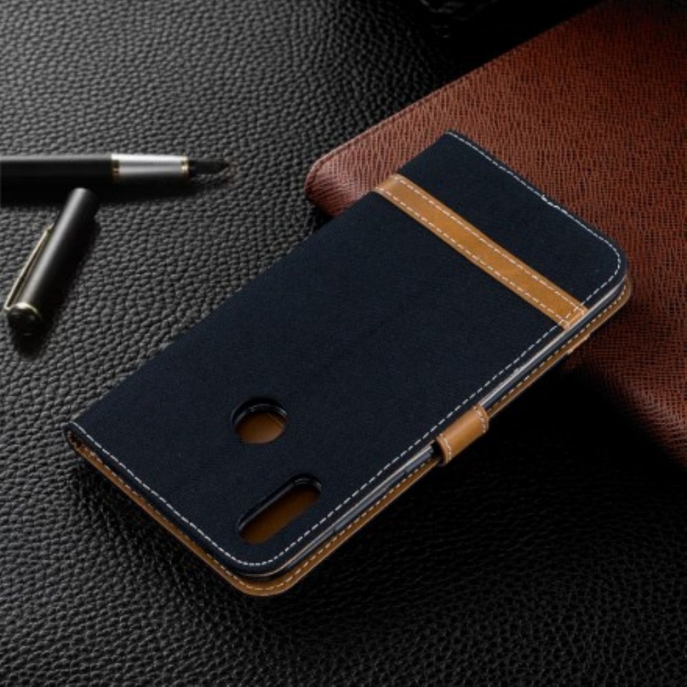 Flip Case Für Huawei Y7 2024 Mit Kordel Armband In Stoff- Und Lederoptik