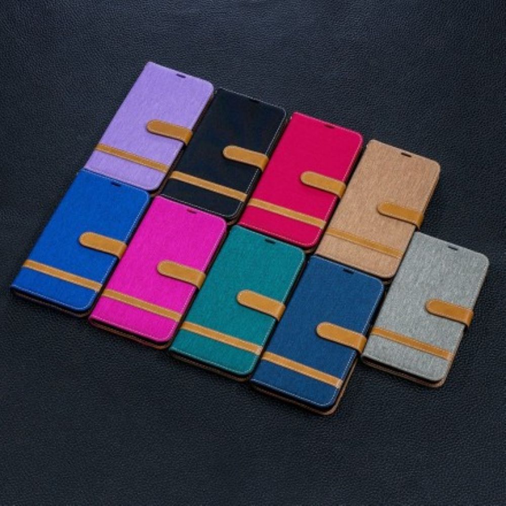 Flip Case Für Huawei Y7 2024 Mit Kordel Armband In Stoff- Und Lederoptik