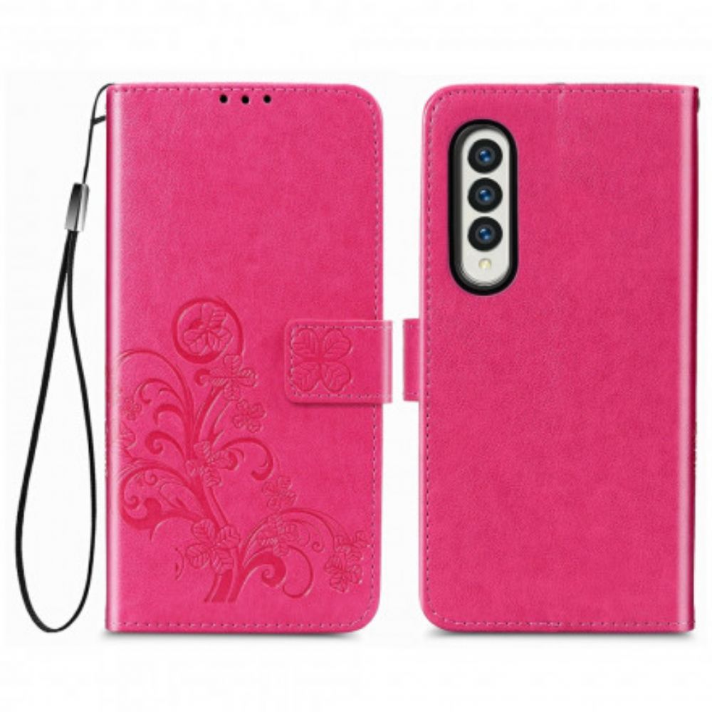 Flip Case Für Samsung Galaxy Z Fold 3 5G Blumendesign Mit Lanyard