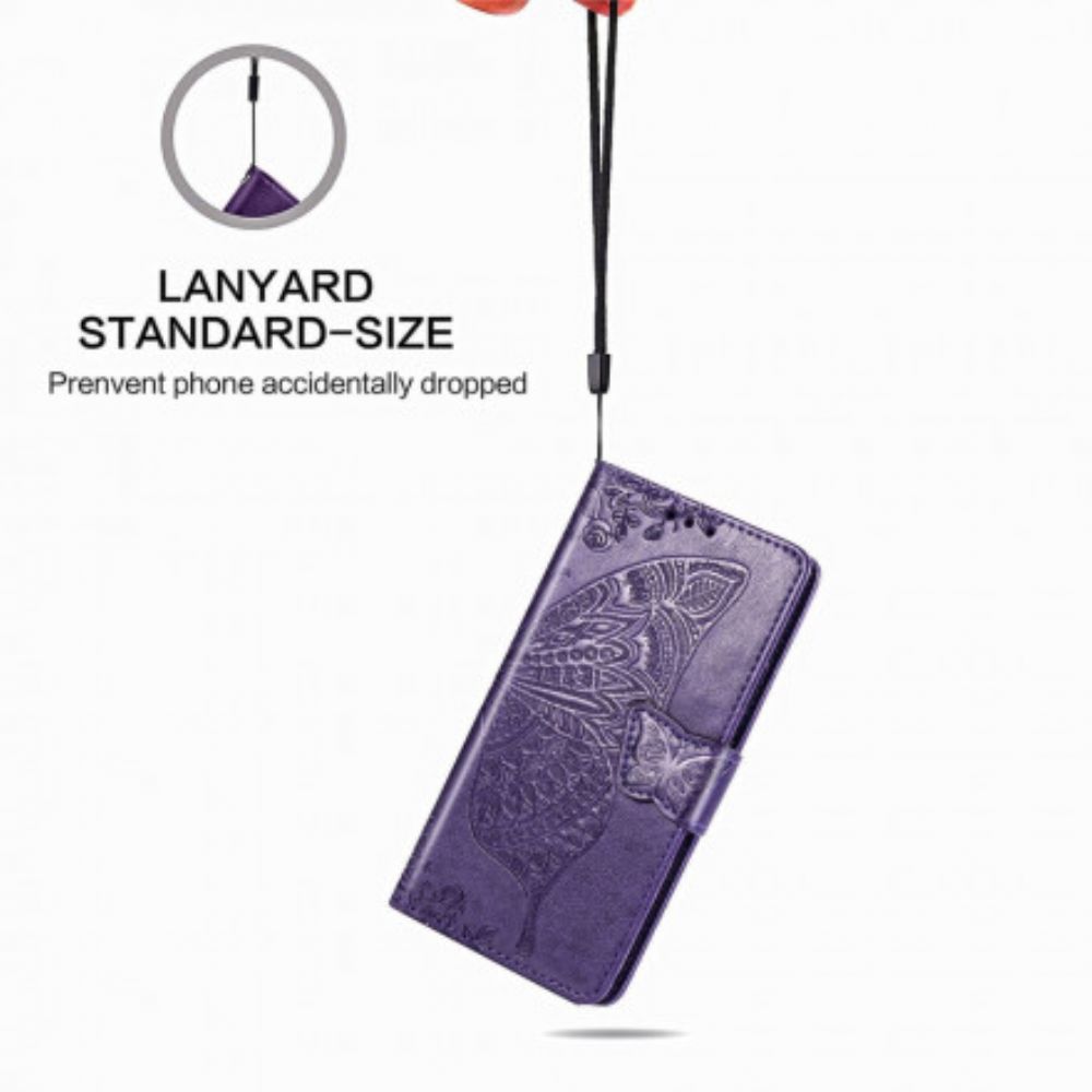 Flip Case Für Samsung Galaxy Z Fold 3 5G Schmetterlingsdesign Mit Lanyard