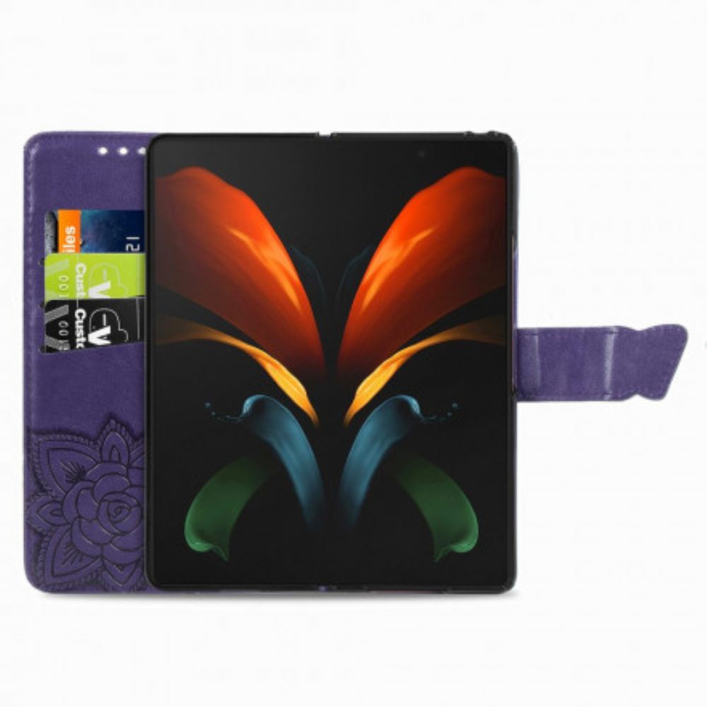 Flip Case Für Samsung Galaxy Z Fold 3 5G Schmetterlingsdesign Mit Lanyard