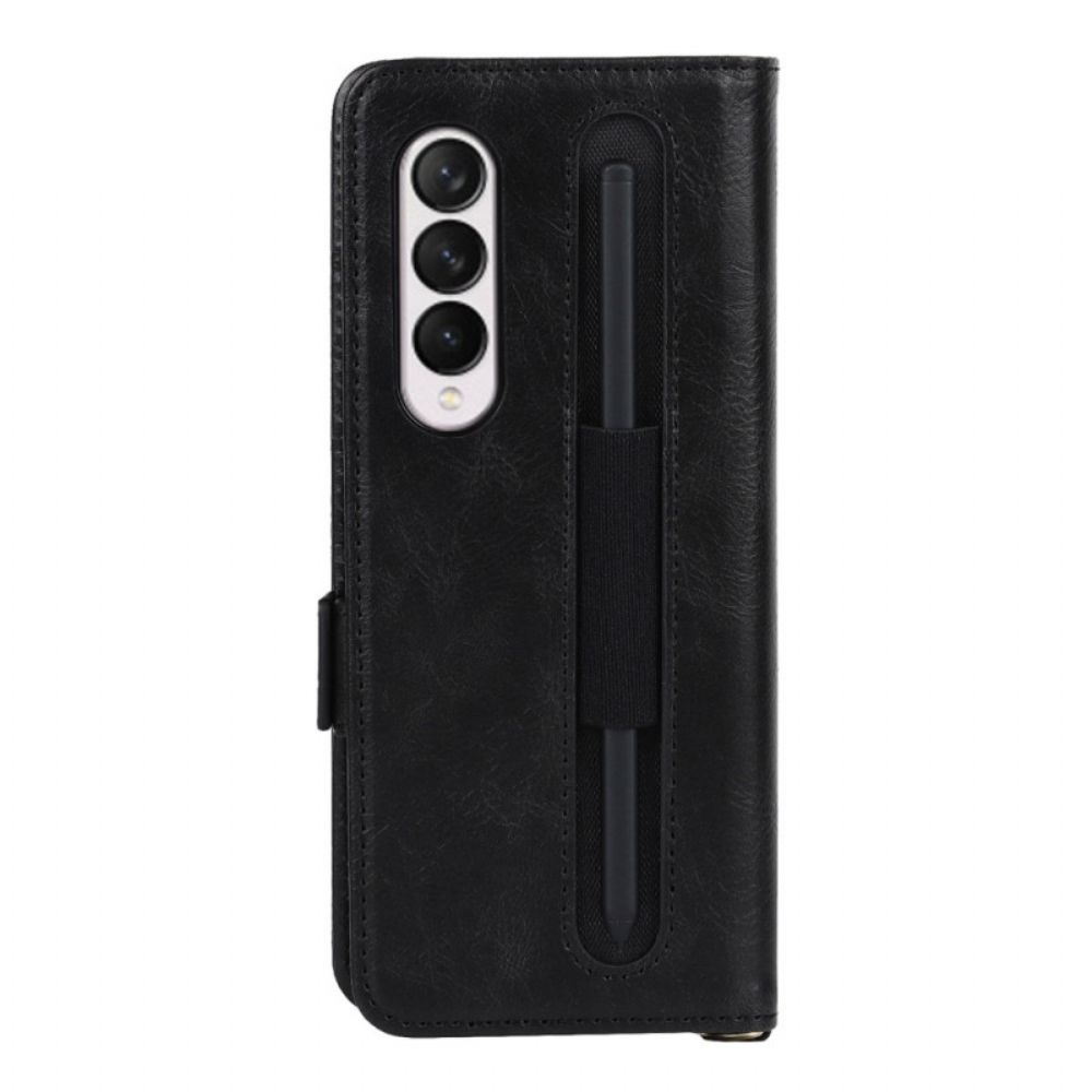 Flip Case Für Samsung Galaxy Z Fold 3 5G Flip Case Stifthalter Mit Doppelklappe