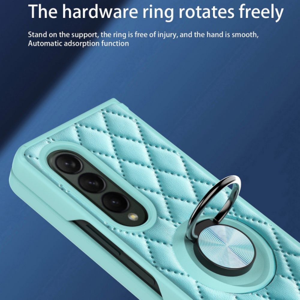 Handyhülle Für Samsung Galaxy Z Fold 3 5G Gepolstert Mit Ring-support