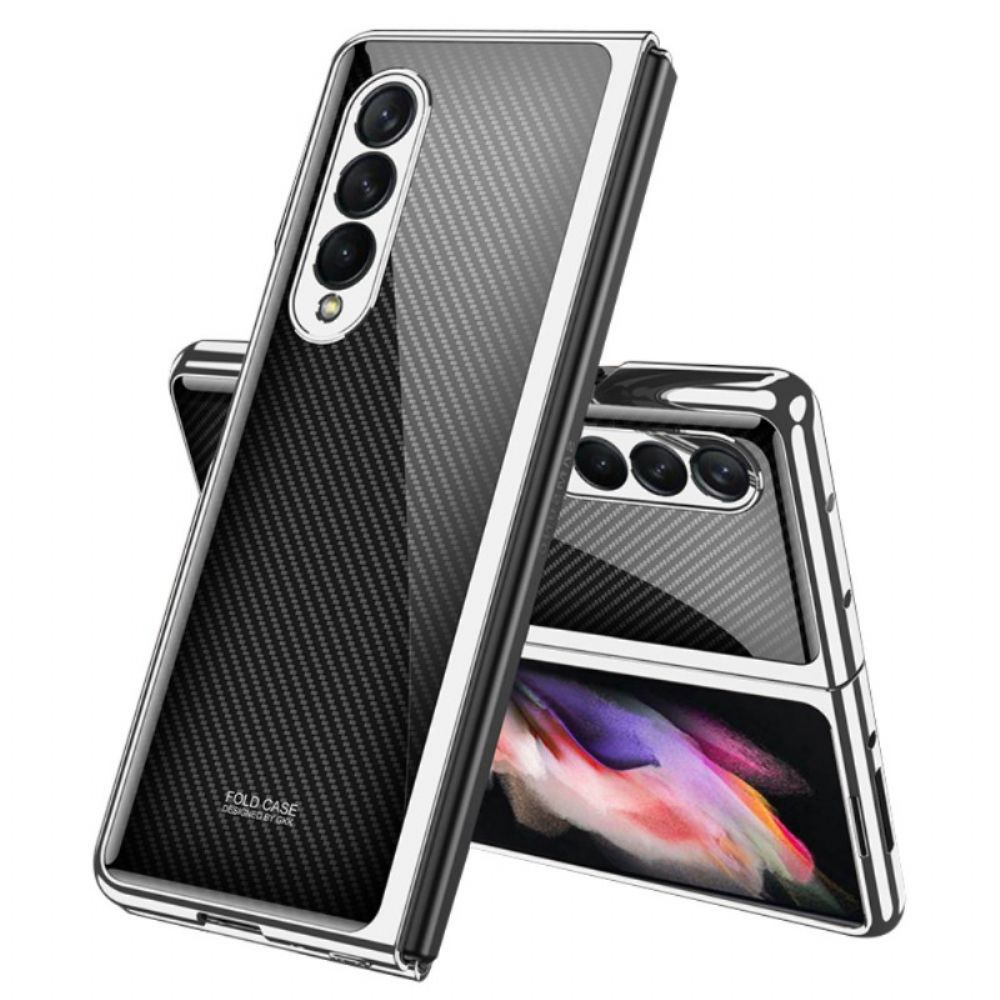 Handyhülle Für Samsung Galaxy Z Fold 3 5G Gkk Kohlefaser Gehärtetes Glas