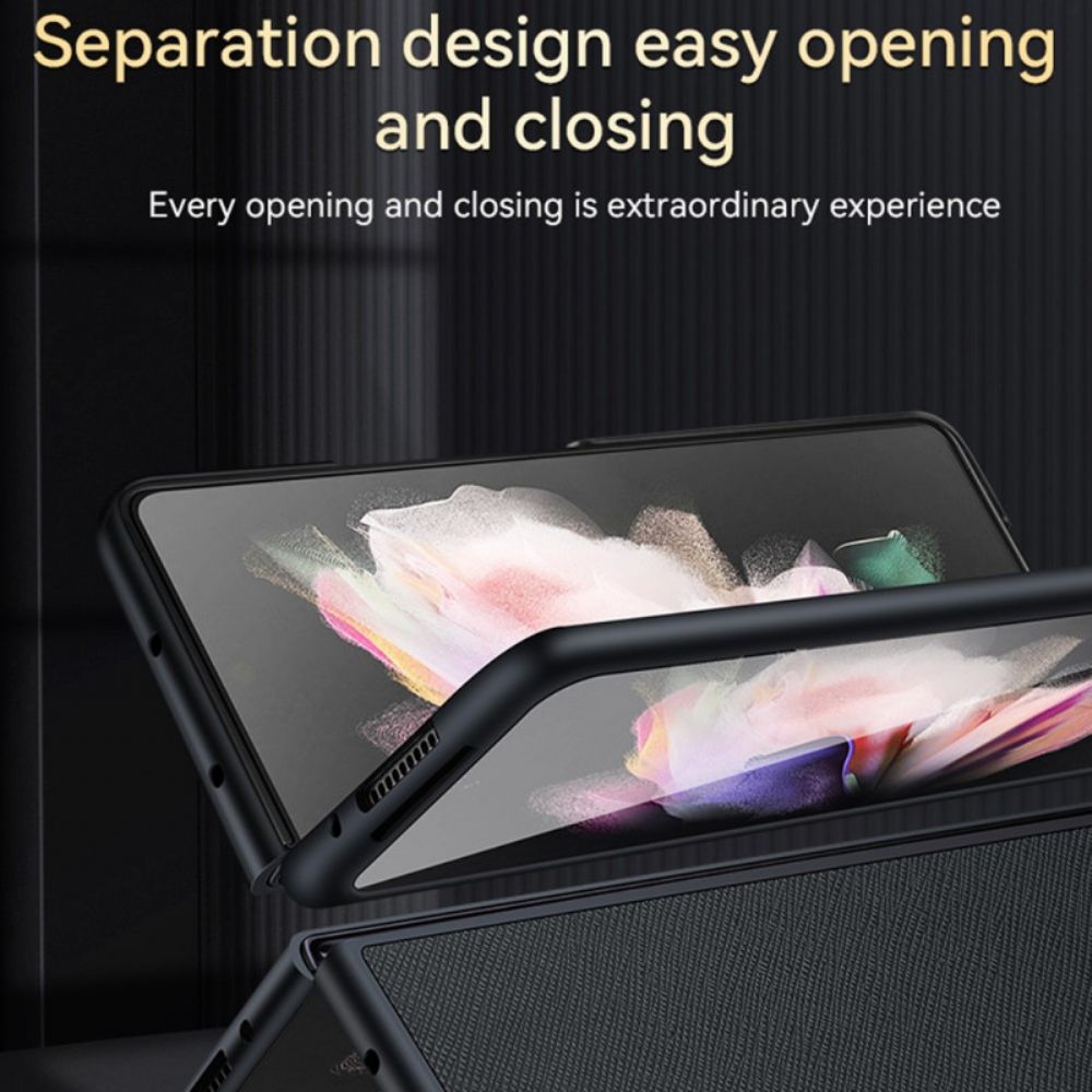 Handyhülle Für Samsung Galaxy Z Fold 3 5G Texturiertes Kunstleder Sulada