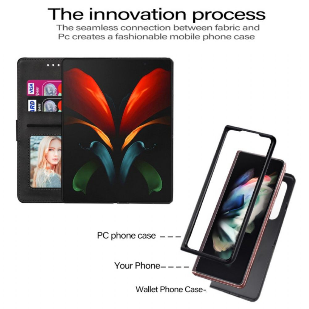 Lederhüllen Für Samsung Galaxy Z Fold 3 5G Brieftasche Mit Lanyard