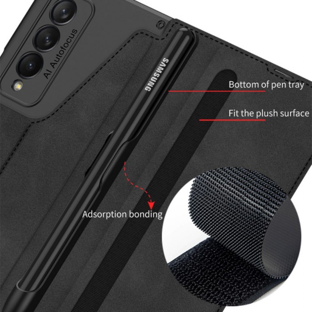 Schutzhülle Für Samsung Galaxy Z Fold 3 5G Flip Case Kunstleder Stifthalter Gkk