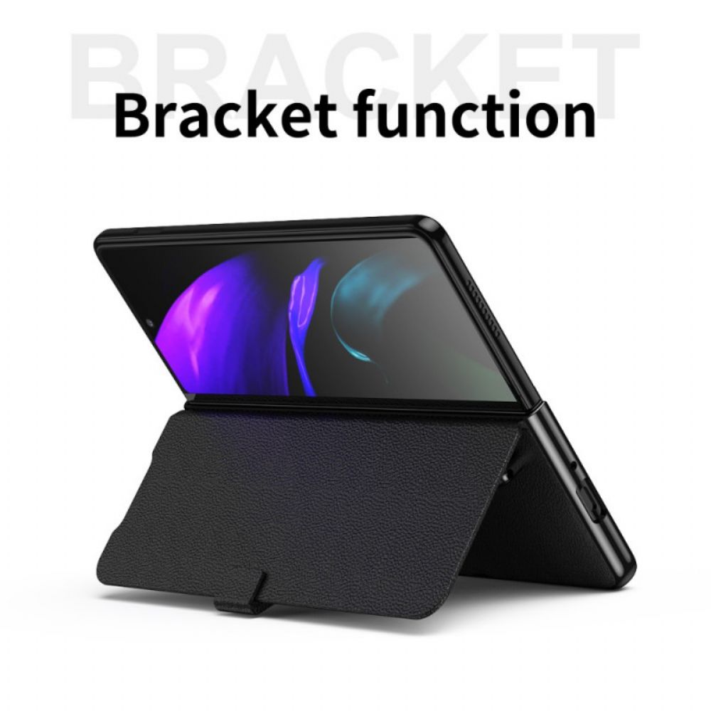 Schutzhülle Für Samsung Galaxy Z Fold 3 5G Flip Case Stylus-halter Und Riemen Im Litchi-leder-stil