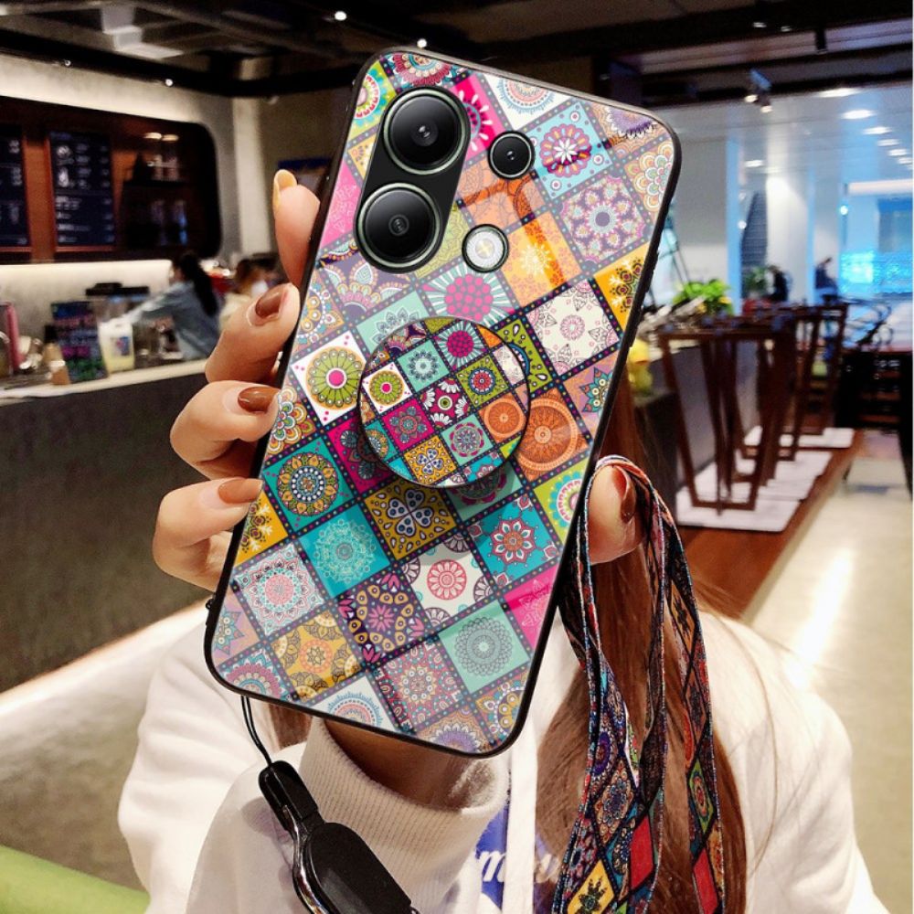 Hülle Xiaomi Redmi Note 13 4g Patchwork-stützring Und Riemen