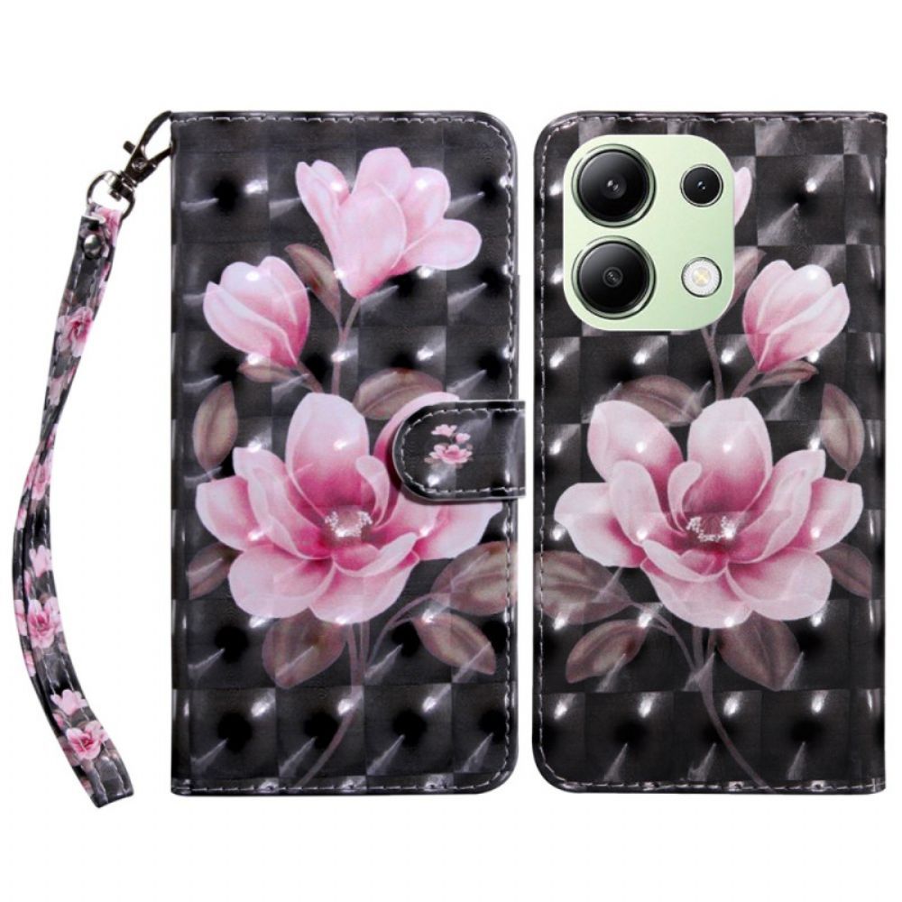 Lederhüllen Xiaomi Redmi Note 13 4g Handyhülle Blühende Blumen Mit Riemen