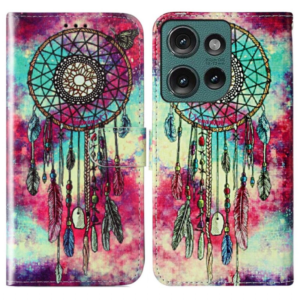 Lederhüllen Für Motorola Edge 50 Aquarell-traumfänger