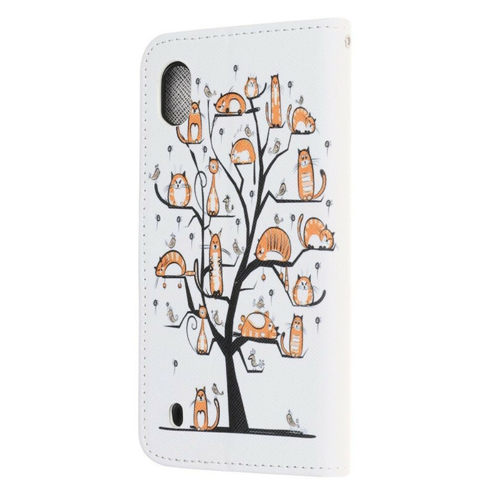 Flip Case Für Samsung Galaxy A10 Mit Kordel Funky Cats Mit Riemen
