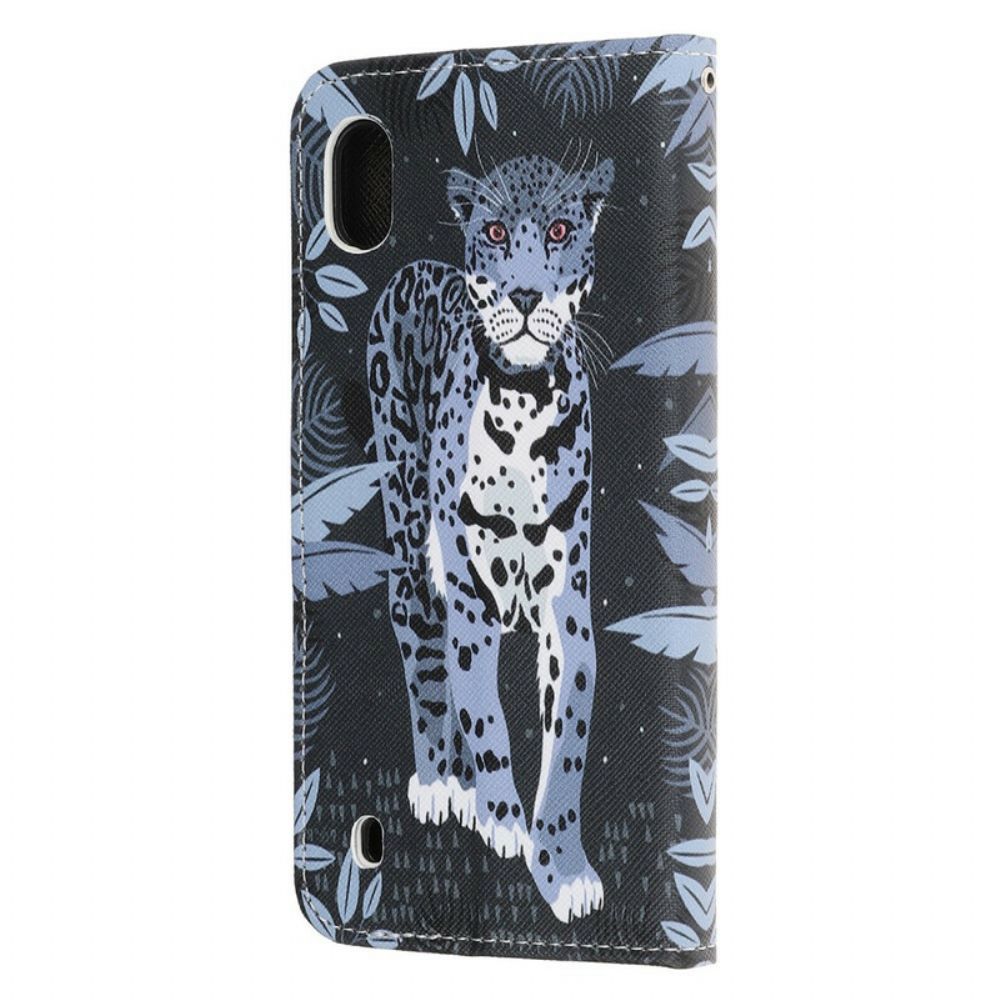 Flip Case Für Samsung Galaxy A10 Mit Kordel Tanga Leopard