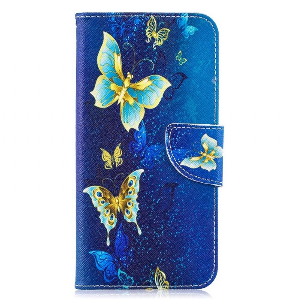 Lederhüllen Für Samsung Galaxy A10 Goldene Schmetterlinge