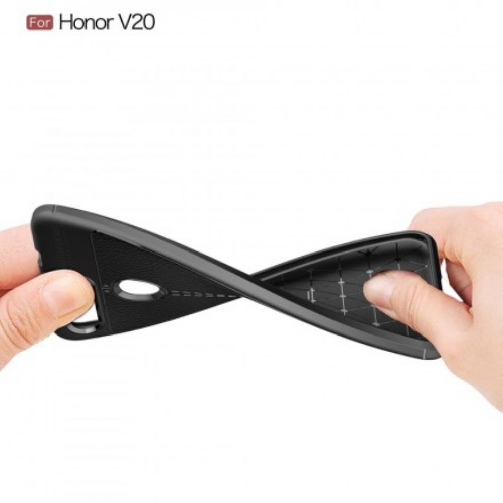 Hülle Für Honor View 20 Doppellinie Litschi-leder-effekt