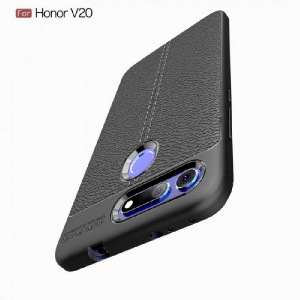 Hülle Für Honor View 20 Doppellinie Litschi-leder-effekt