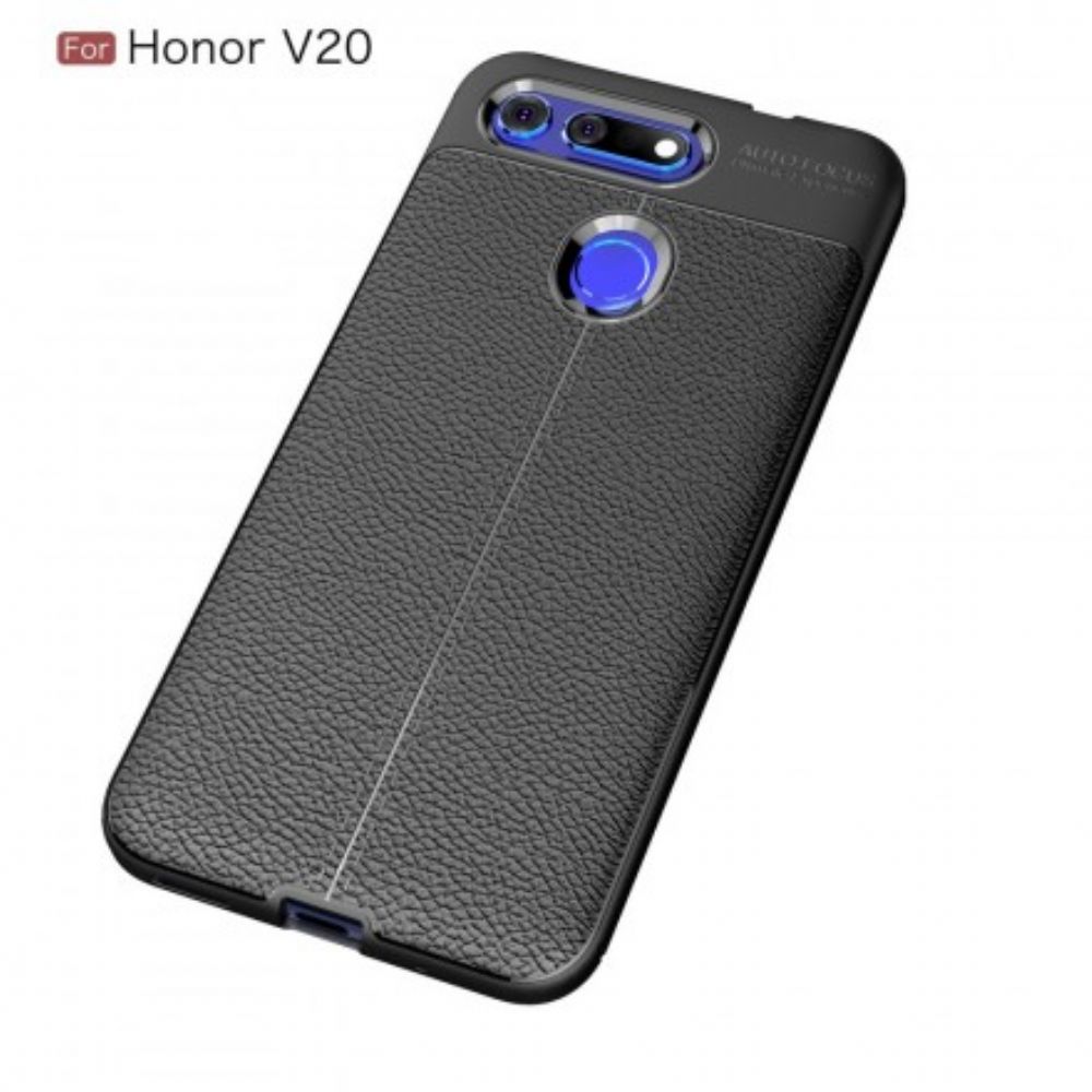 Hülle Für Honor View 20 Doppellinie Litschi-leder-effekt