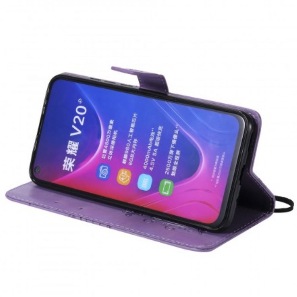 Lederhüllen Für Honor View 20 Mit Kordel Riesige Riemchen-schmetterlinge