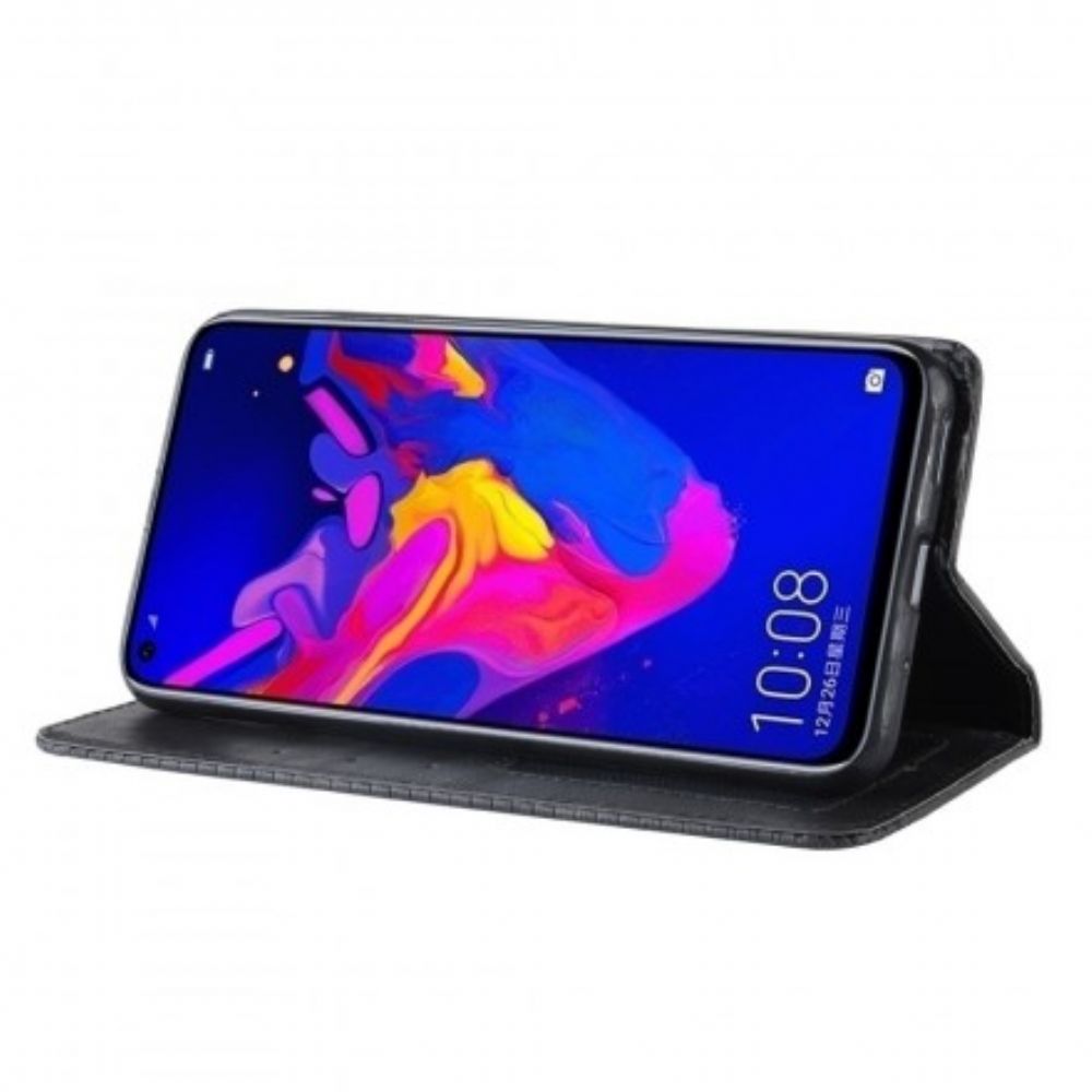 Schutzhülle Für Honor View 20 Flip Case Stilisierter Vintage-ledereffekt