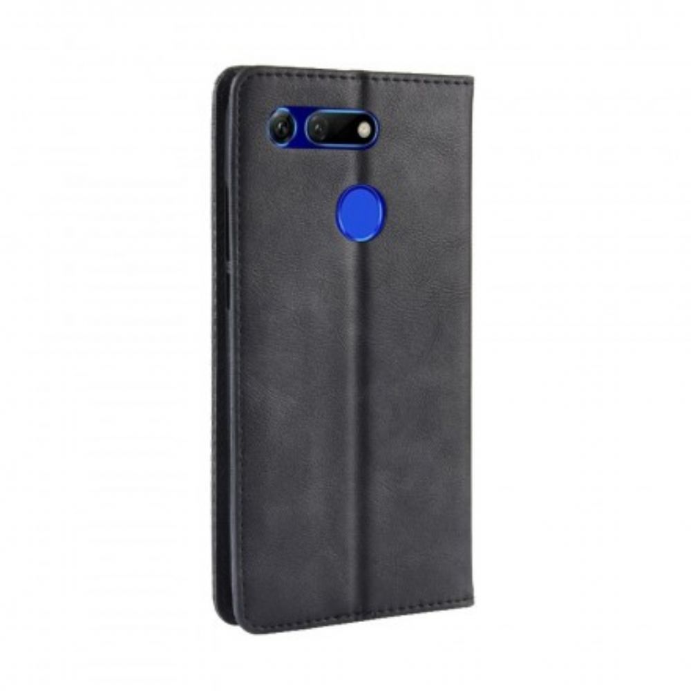 Schutzhülle Für Honor View 20 Flip Case Stilisierter Vintage-ledereffekt