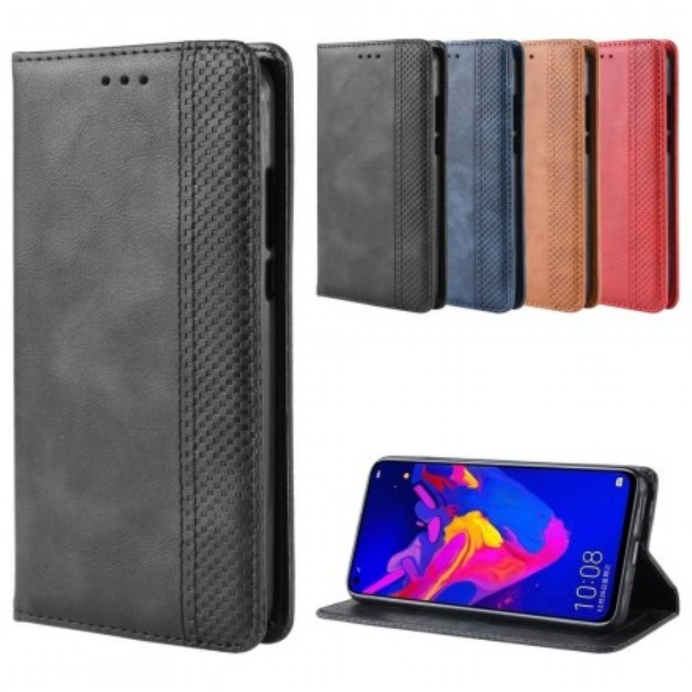Schutzhülle Für Honor View 20 Flip Case Stilisierter Vintage-ledereffekt