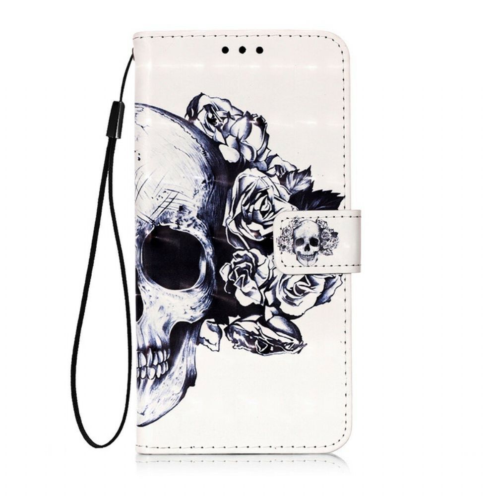 Flip Case Für Sony Xperia 5 Blumenschädel