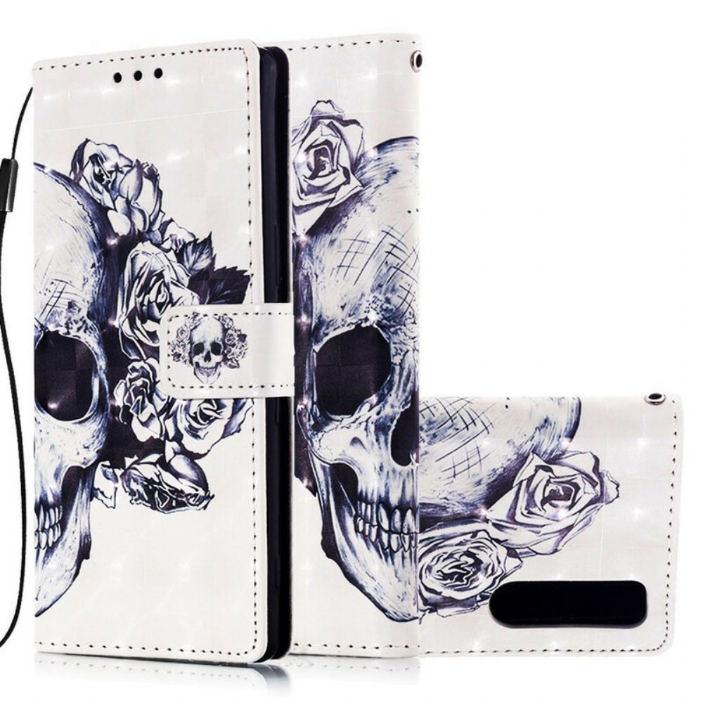 Flip Case Für Sony Xperia 5 Blumenschädel