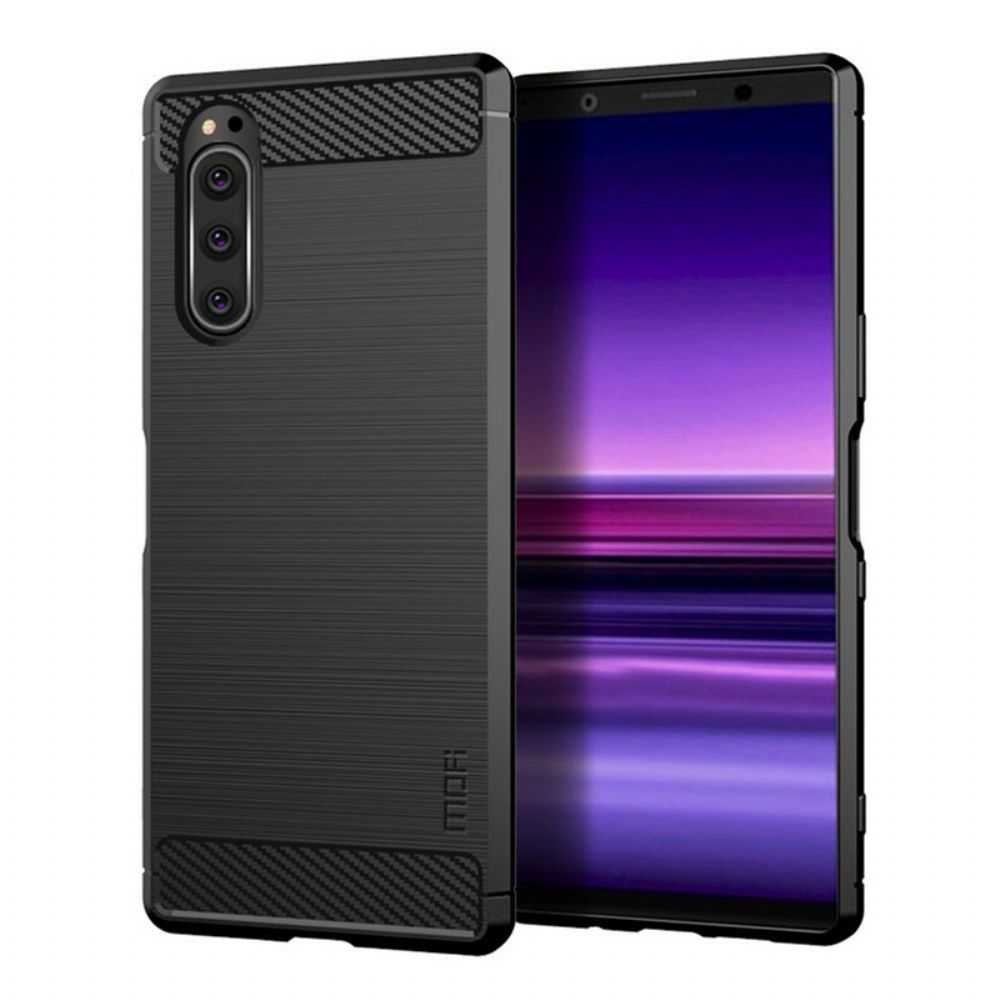 Handyhülle Für Sony Xperia 5 Mofi Gebürstete Kohlefaser