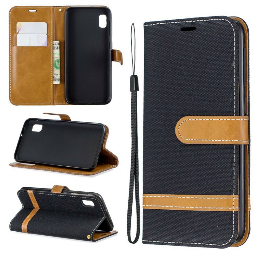 Lederhüllen Für Samsung Galaxy A10e Mit Kordel Armband In Stoff- Und Lederoptik
